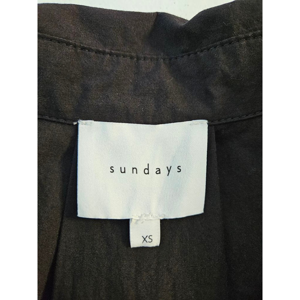 Sundays Black Cotton Short Sleeve Button Down Shirt Relaxed Fit Minimalist XS - Picture 3 of 6